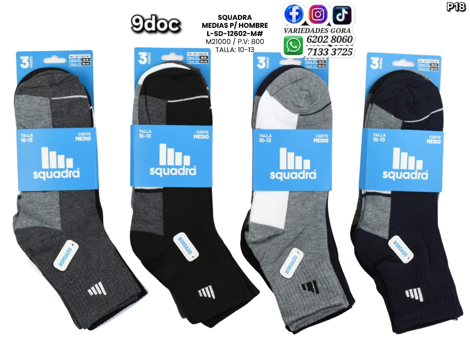 MEDIAS PARA HOMBRE SQUADRA 10-13 P18