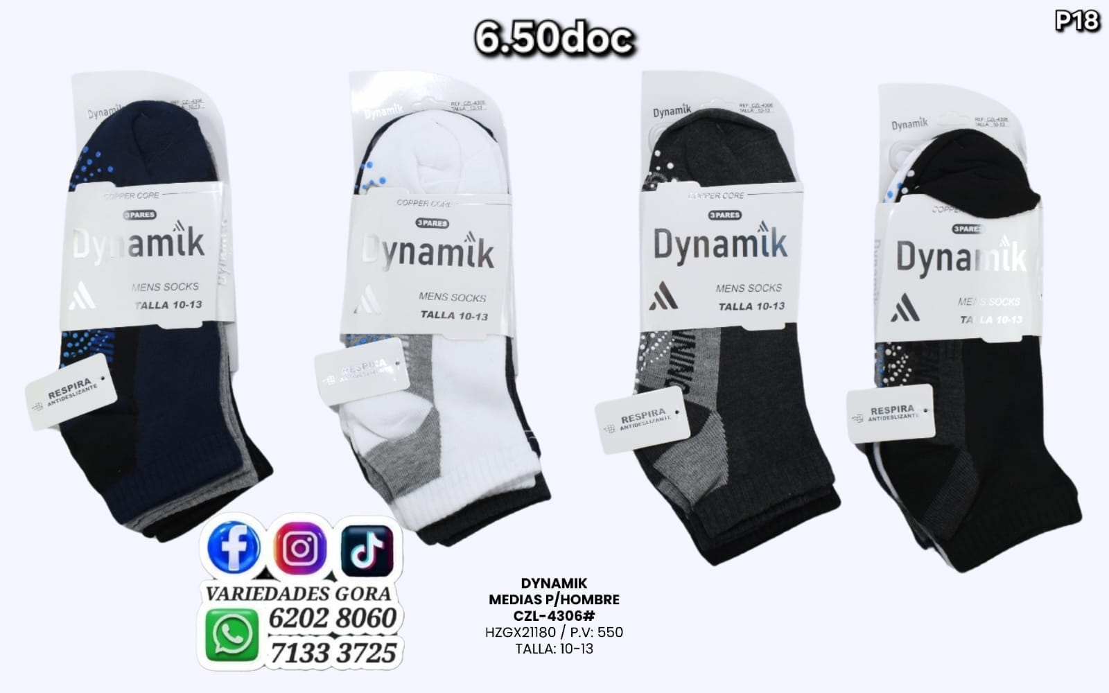 MEDIAS PARA HOMBRE DINAMIK 10-13 P18