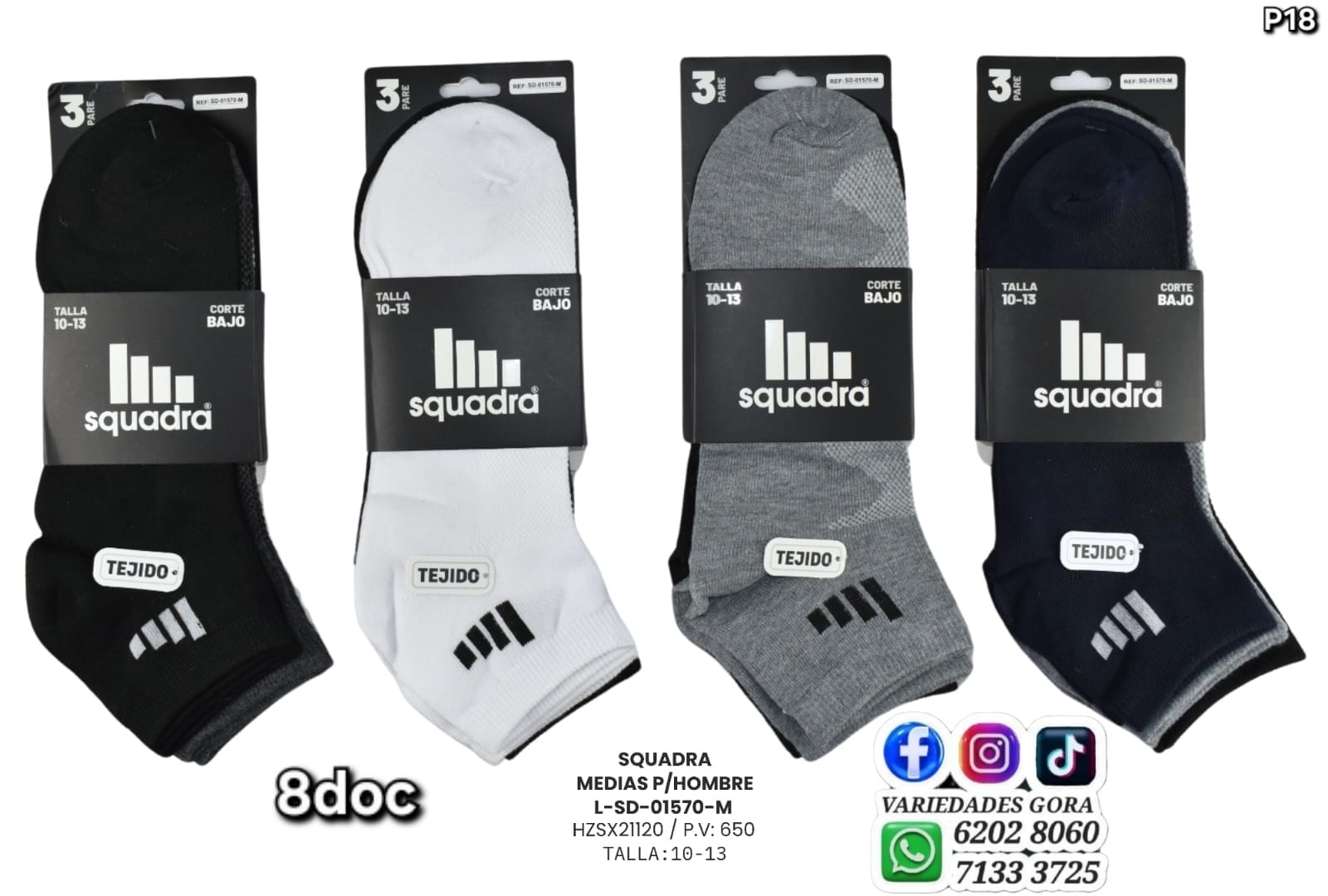 MEDIAS PARA HOMBRE SQUADRA 10-13 P18