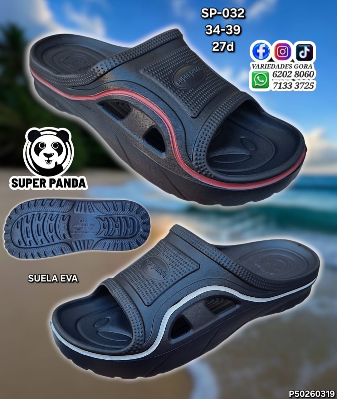 YINA HOMBRE SUPER PANDA 34-39 NEGRA P50