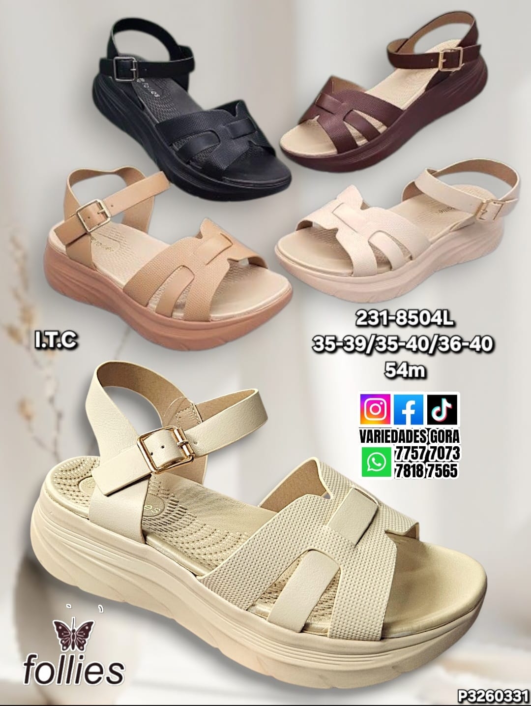 SANDALIA DAMA FOLLIES 35-40 PLATAFORMA P3