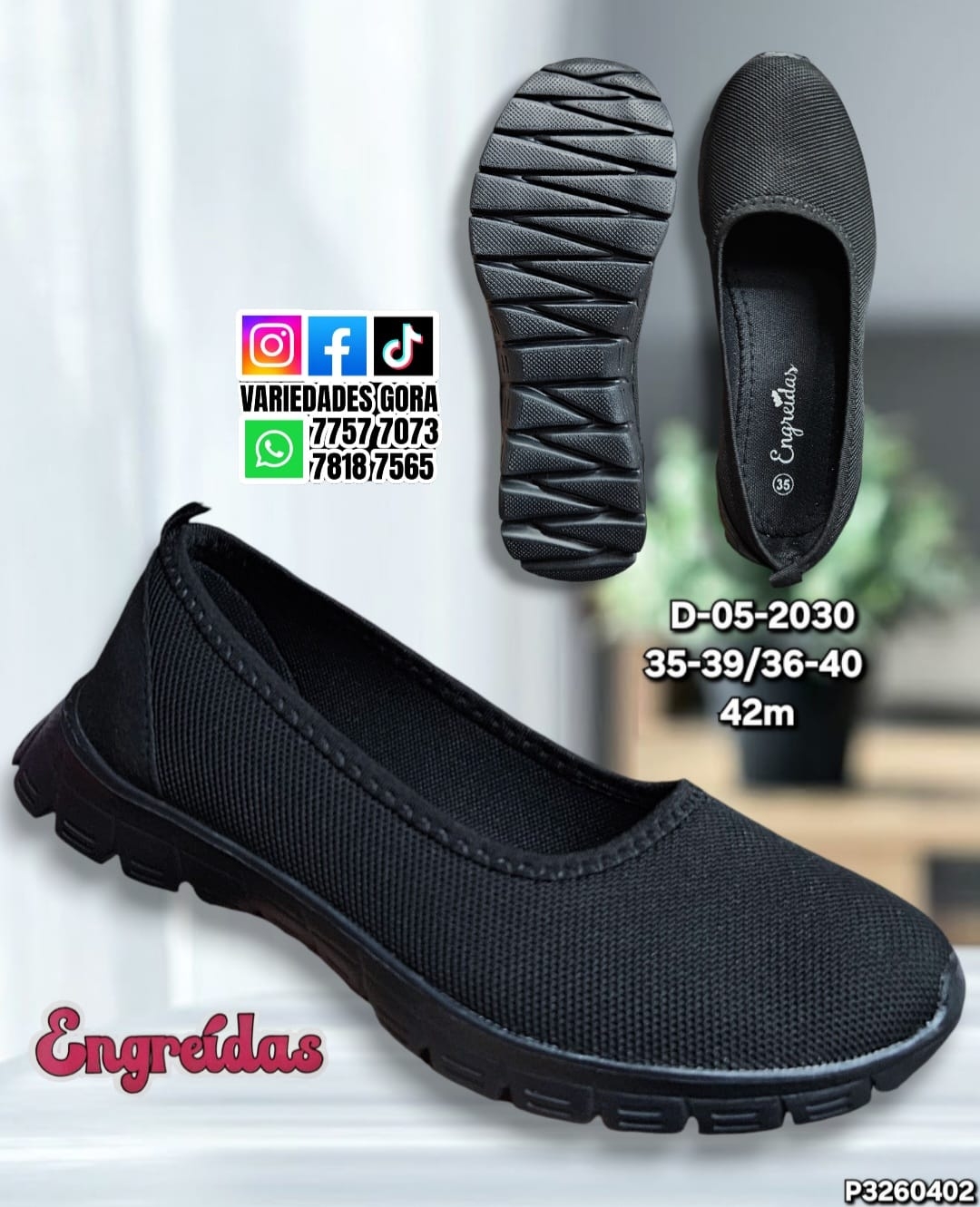 ZAPATO DAMA ENGREIDAS 35-40 FULL NEGRO P3