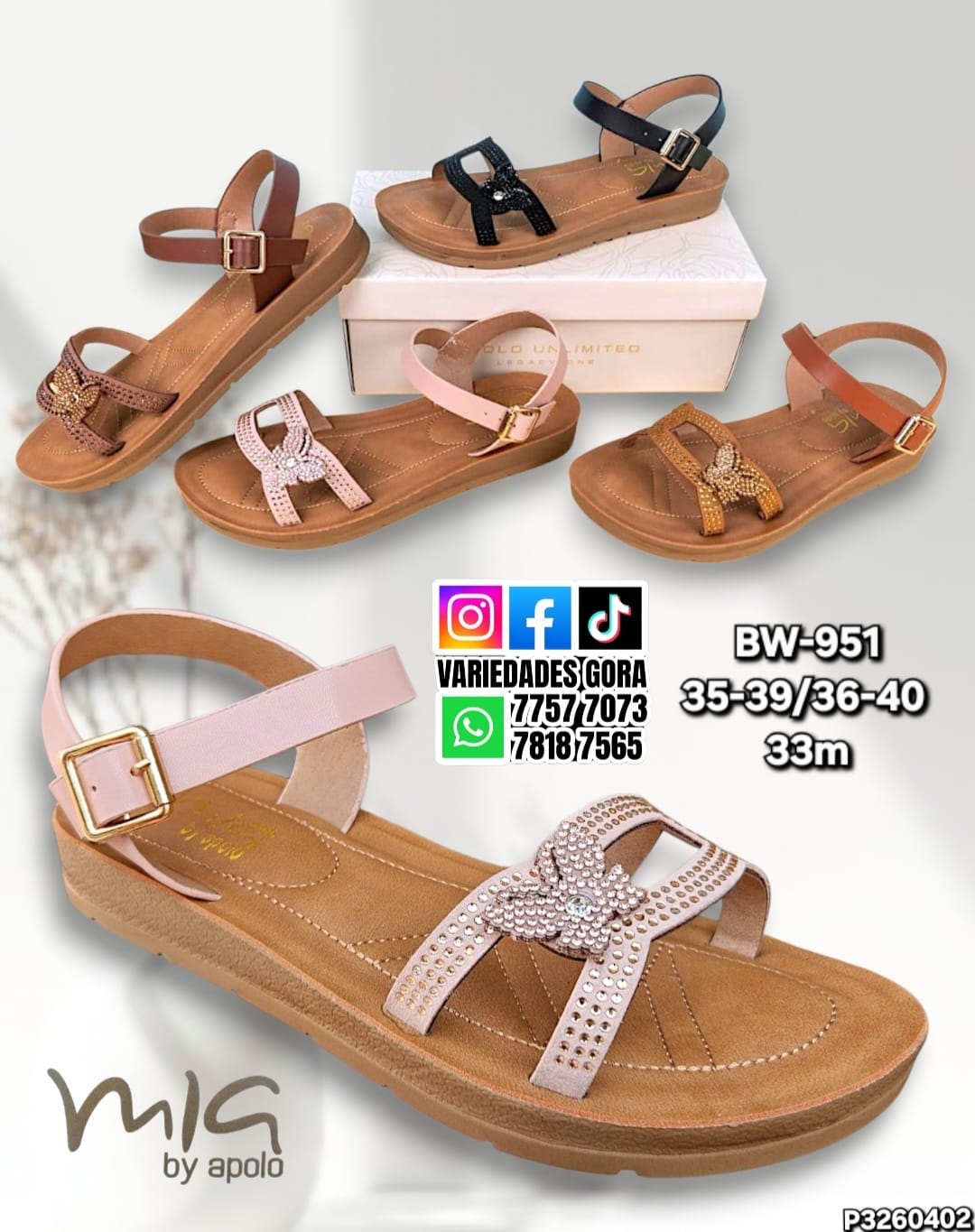 SANDALIA DAMA MIA BY APOLO 35-40 P3