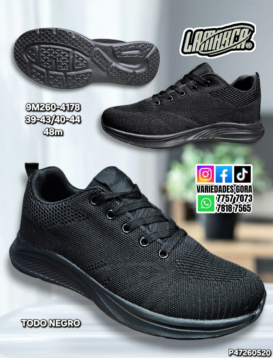 ZAPATO TENIS NEGRO 39-44 P47