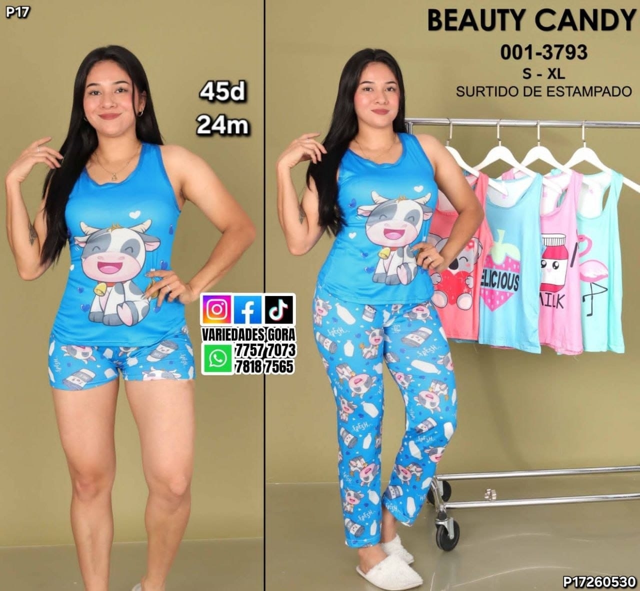 PIJAMA DE TRES PIEZAS PARA DAMA S-XL P17