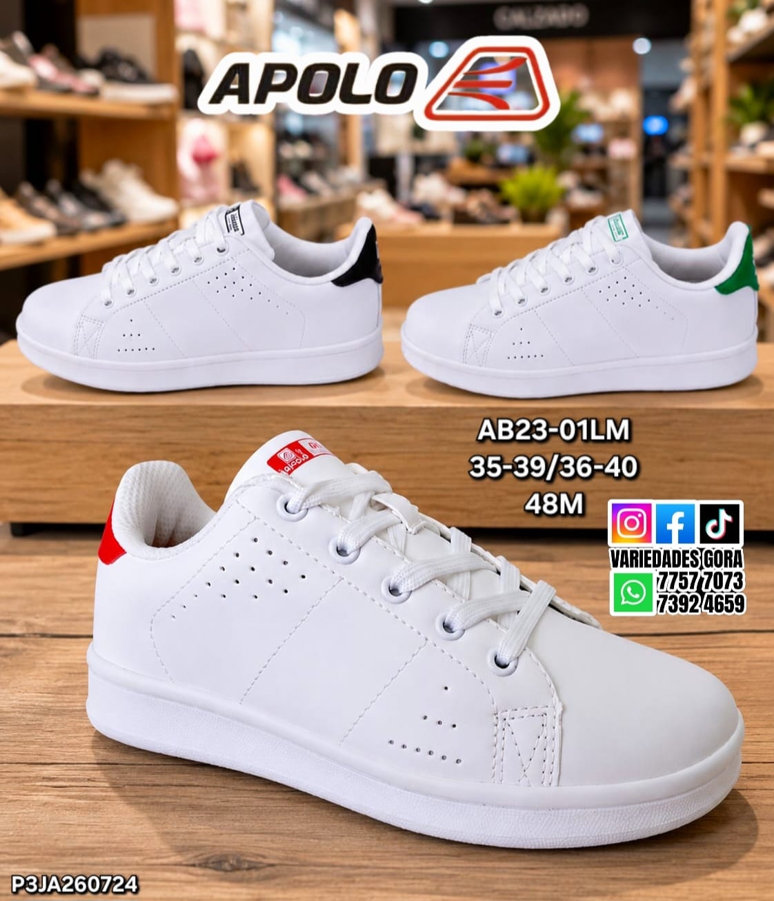 ZAPATO CASUAL HOMBRE 35-40 APOLO P3